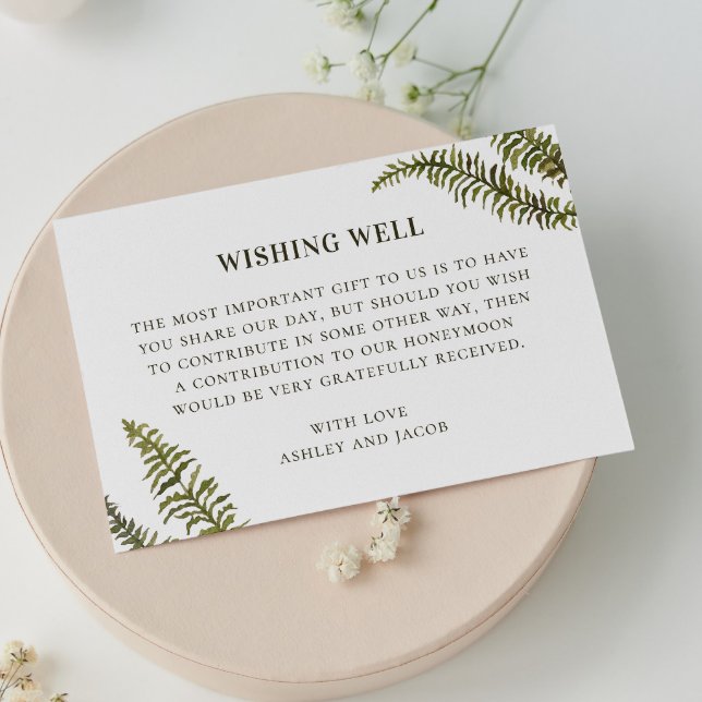 Woodland greenery fern. Wedding wishing well Enclosure Card (Creator Uploaded)