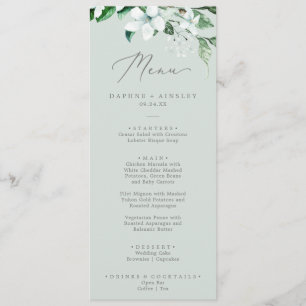 Woodland Greenery   Mint Green Wedding Dinner Menu