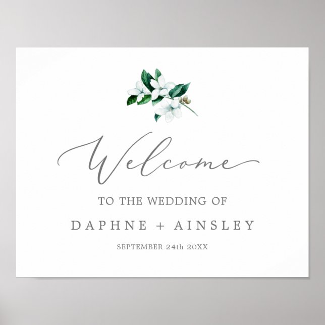 Woodland Greenery Wedding Welcome Poster (Front)