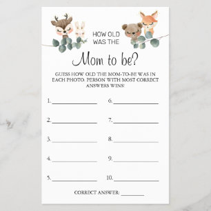 Woodland Guess how old was Mum shower game card