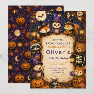 Woodland Halloween Birthday Party Invitation