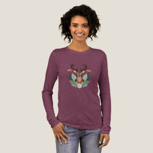Woodland Harmony – Boho Deer Botanical Illustratio Tri-Blend Shirt