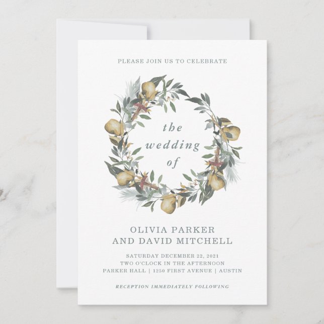 Woodland Harvest | Winter Wedding Invitation (Front)