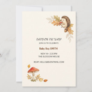 Woodland Hedgehog Fall Baby Shower Invitation
