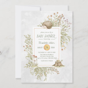 Woodland Hedgehog Forest Baby Shower Invitation