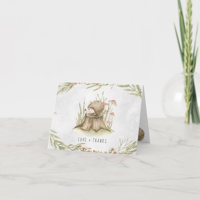 Woodland Hedgehog | Forest Baby Shower Thank You (Front)