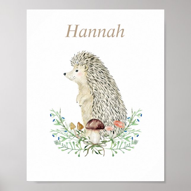Woodland Hedgehog Personalised Poster (Front)