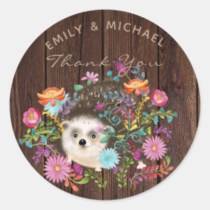 Woodland Hedgehog Stickers for Favours, Rustic