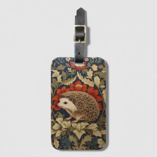 Woodland Hedgehog William Morris Inspired Luggage Tag