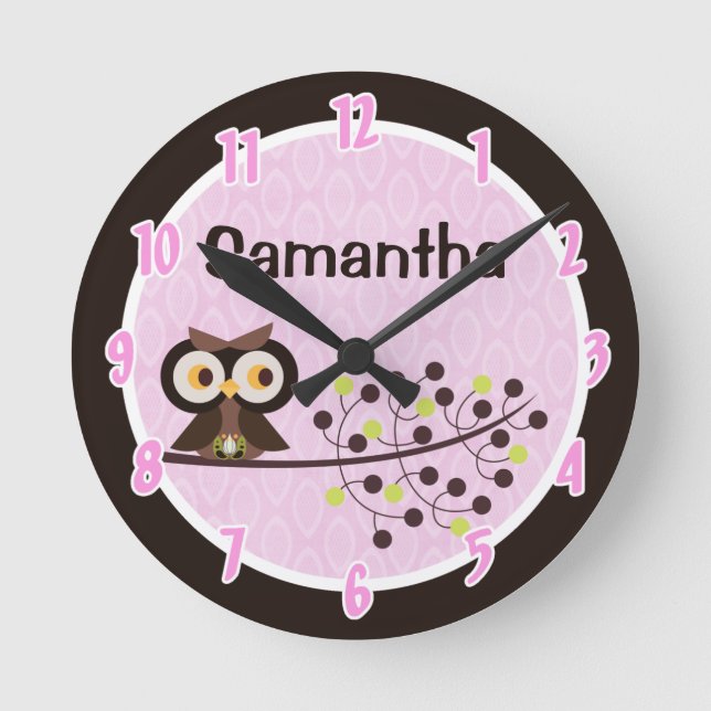 Woodland Hoot Owl Forest Animal Personalised Clock (Front)