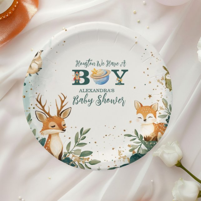 Woodland Houston We Have A Boy Outer Space  Paper Plate (Creator Uploaded)