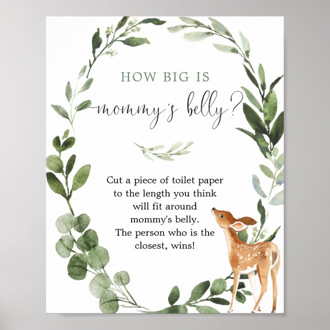 Woodland How big is mummy's belly baby shower game Poster (Front)