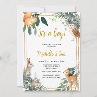 Woodland It's a boy Baby Shower Invitation