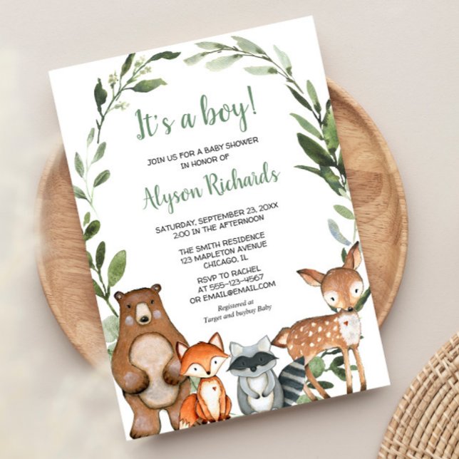 Woodland It's a boy forest friends baby shower Invitation (Creator Uploaded)