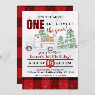Woodland It's the most ONEderful time 1st Birthday Invitation