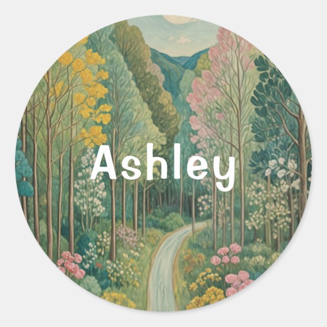 Woodland Journey Classic Round Sticker (Front)