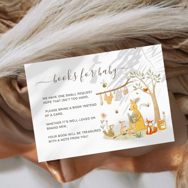 Woodland Kangaroo Books for Baby Shower  Enclosure Card (Creator Uploaded)