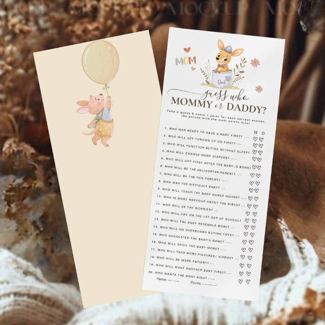 Woodland Kangaroo Guess Mummy or Daddy Baby Shower (Creator Uploaded)