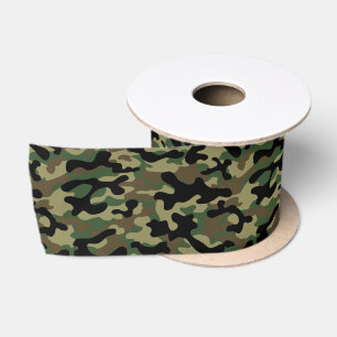 Woodland Khaki Camo  Satin Ribbon