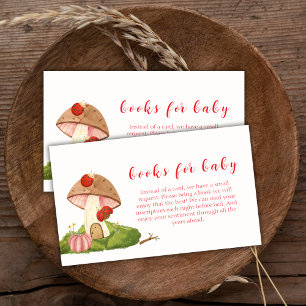 Woodland Ladybug Mushroom Books For Baby Shower Enclosure Card