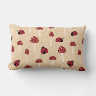🐞 Woodland Ladybugs & Mushrooms Home Decor 🐞 Lumbar Cushion