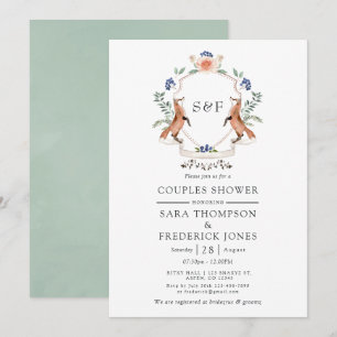 Woodland Laurel Crest Monogram Couples Shower Invi Invitation