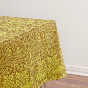 Woodland Leaves Gold Rabbit William Morris Pattern Tablecloth