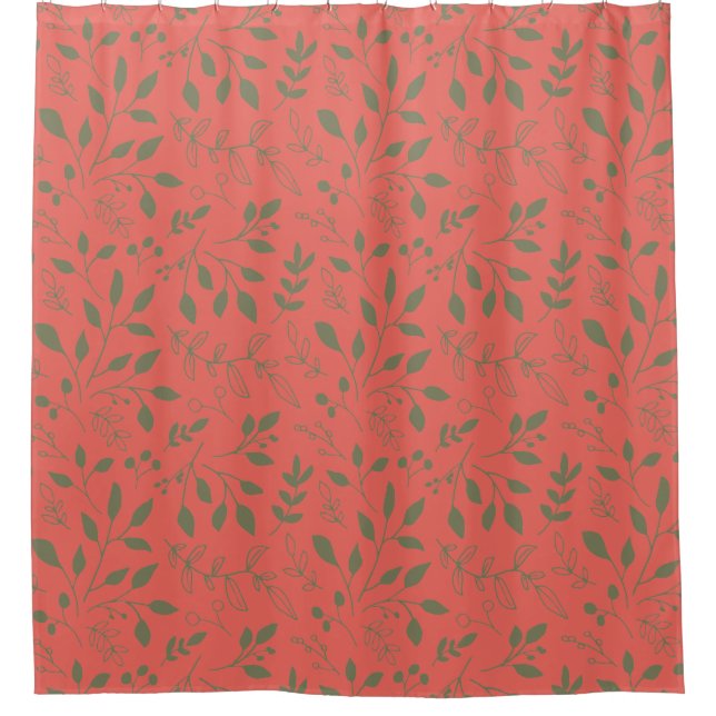 Woodland Leaves Pattern Shower Curtain (Front)