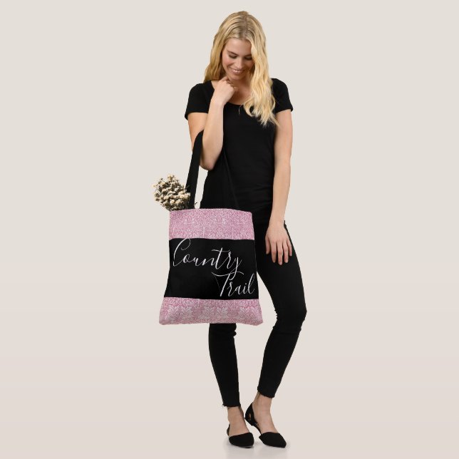 Woodland Leaves Pink Rabbit William Morris Pattern Tote Bag (On Model)