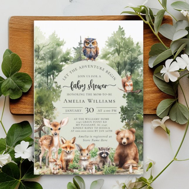 Woodland Let the Adventure Begin Baby Shower Invitation (Creator Uploaded)