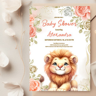 Woodland Lion Baby Safari Baby Animals Invitation
