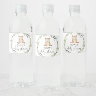 Woodland little bear baby shower water bottle labe label
