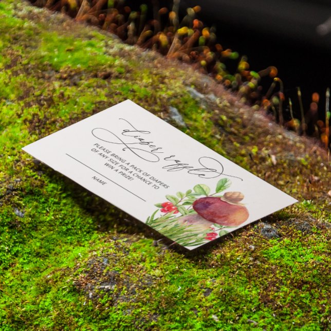 Woodland Little Mushroom Diaper Raffle Ticket Enclosure Card (Creator Uploaded)