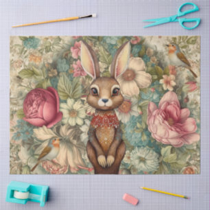 Woodland Long-eared Rabbit & Cottagecore Florals Tissue Paper