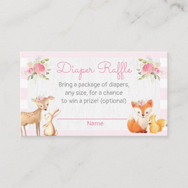 Woodland Lumberjack Baby Shower Diaper Raffle Card (Front)