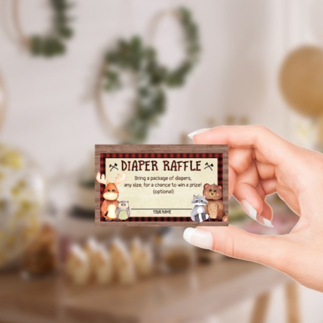 Woodland Lumberjack Baby Shower Diaper Raffle Card (Creator Uploaded)