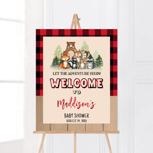 Woodland Lumberjack Baby Shower Welcome Poster