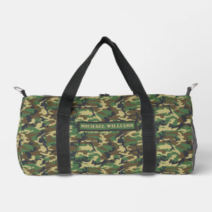 Woodland Militairy Camouflage Print - Personalized Duffle Bag