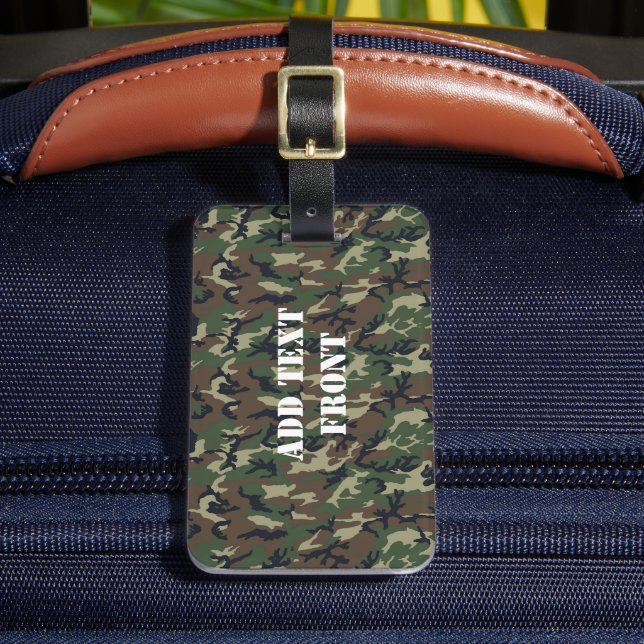 Woodland Military Camouflage  Luggage Tag (Front Insitu 2)