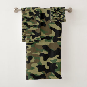 Woodland Military Camouflage Pattern Bath Towel Set