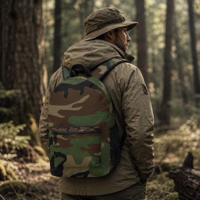 Woodland Military Camouflage Pattern Printed Backpack (Creator Uploaded)