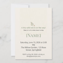 Woodland Minimal Baby Shower, Editable