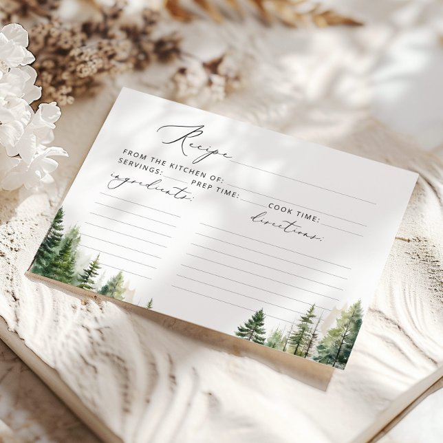 Woodland minimalist bridal shower recipe card (Creator Uploaded)