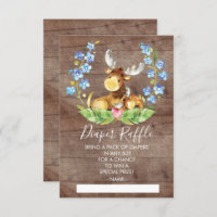 Woodland Moose Baby Shower Diaper Raffle Ticket