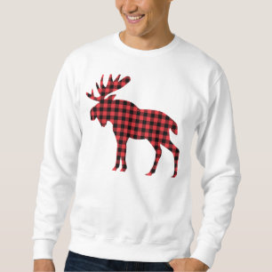 Woodland Moose Sweatshirt - Buffalo Plaid Xmas