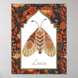 Woodland Moth Earthy Fall Floral Wall Art