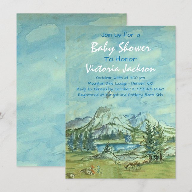 Woodland Mountain Baby Shower Invitation (Front/Back)