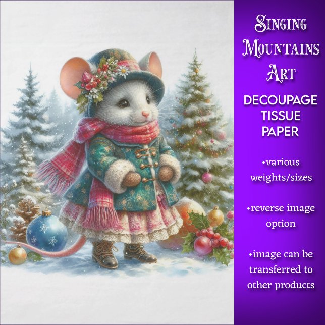 Woodland Mouse In Winter Wonderland Decoupage Tissue Paper (Creator Uploaded)