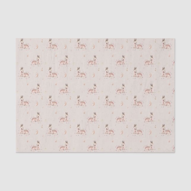 Woodland Mummy and Baby Deer Pattern Baby Shower Tissue Paper (Front)