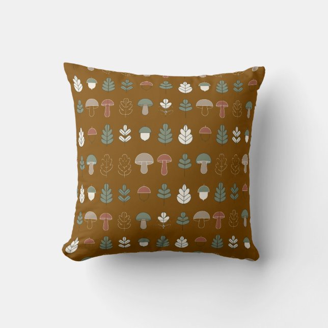 Woodland Mushroom & Acorn Pattern Bedding Cushion (Front)